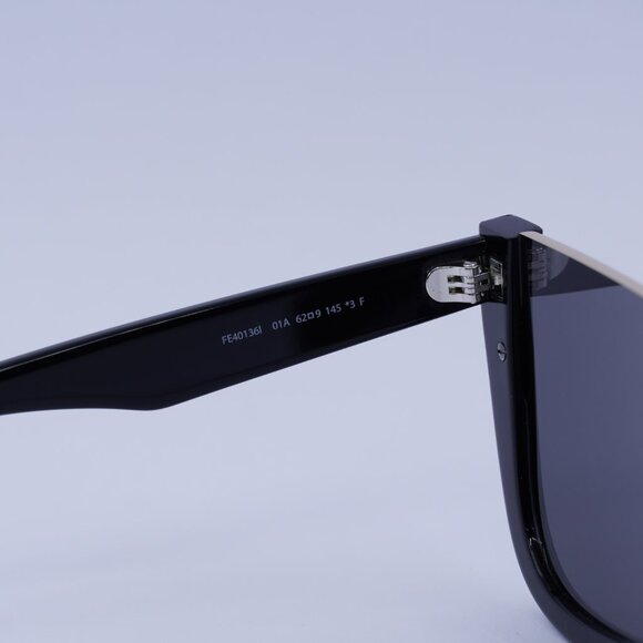 Fendi FE40136I 01A Sunglasses Shiny Black Geometric Frame, Smoke Lenses - Picture 7 of 10